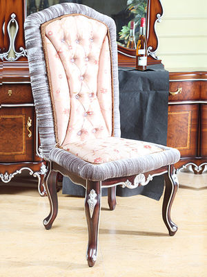 Crystal Buttoning Antique Wooden Throne Chair Retro Imitation Wood Frame Leather Chair