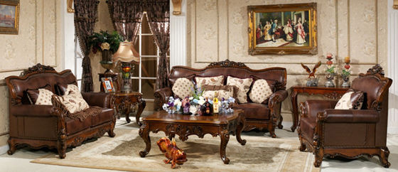 Custom ISO American Luxury Living Room Furniture ISO14001 Royal Leather Sofa Set