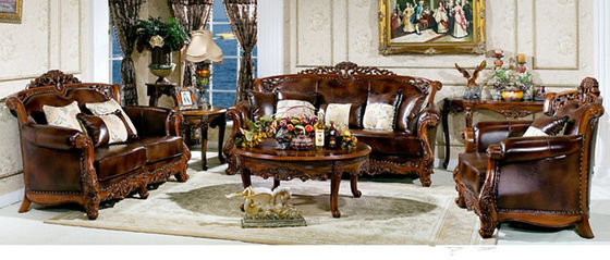 Custom ISO American Luxury Living Room Furniture ISO14001 Royal Leather Sofa Set
