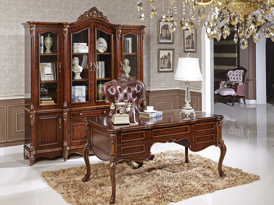 Meja Workstation Kayu Keras Coklat