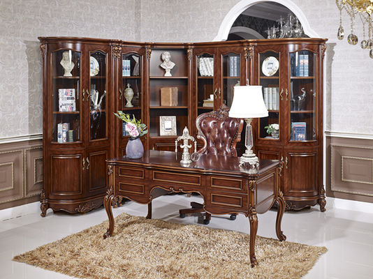 Meja Workstation Kayu Keras Coklat