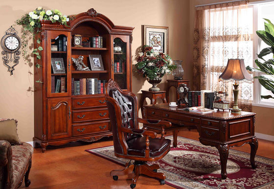 Meja Workstation Kayu Keras Coklat