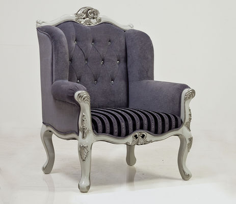 Fabric Fiberglass Hotel Lobby Sofa Chair Vintage Antique Silver King Throne Chair 75kg