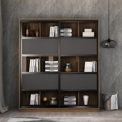 Rak Buku Kayu Solid Dengan Pintu Kaca