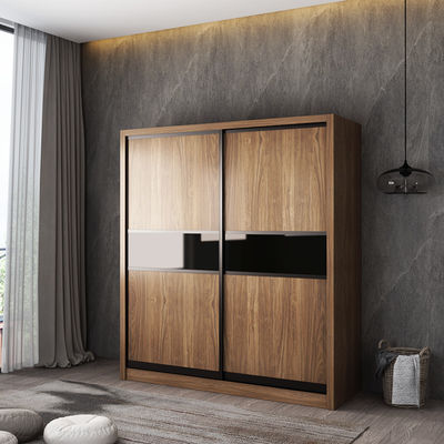 Laminasi MDF Melamin Kayu Mebel Kamar Tidur Dinding Lemari Lemari Dengan Pintu Geser
