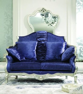 CAD 3D 3 Buah Perabotan Ruang Tamu Mewah Modern Biru 3 2 1 Kursi Sofa Beludru Set