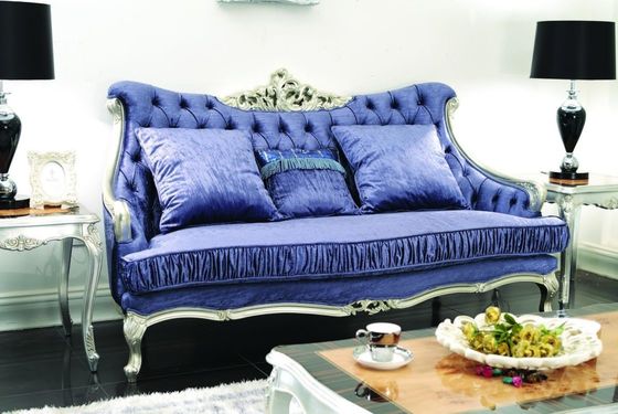 CAD 3D 3 Buah Perabotan Ruang Tamu Mewah Modern Biru 3 2 1 Kursi Sofa Beludru Set