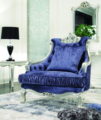 CAD 3D 3 Buah Perabotan Ruang Tamu Mewah Modern Biru 3 2 1 Kursi Sofa Beludru Set