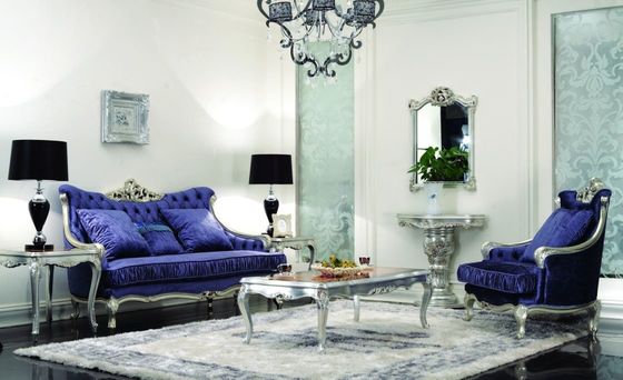 CAD 3D 3 Buah Perabotan Ruang Tamu Mewah Modern Biru 3 2 1 Kursi Sofa Beludru Set