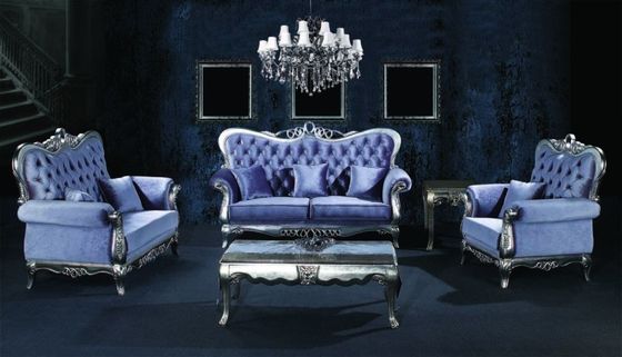 Set Furnitur Beludru Biru Nordik